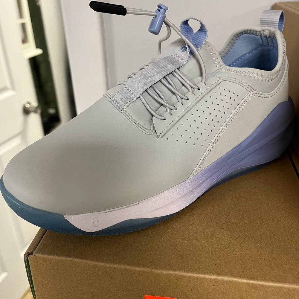 Women's Light Gray and Blue Sneakers